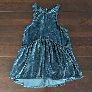 POL Womens S Navy Blue Crushed Velvet Halter Tank Top Lace Whimsigoth Celestial